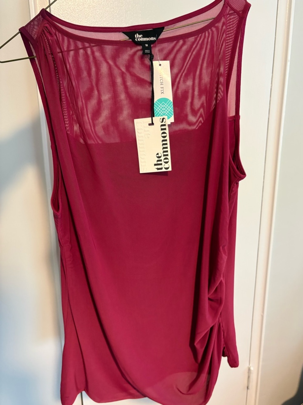 NWT The Commons Stitch Fix Devina Illusion Mesh Knit Top Burgundy Plus 1X